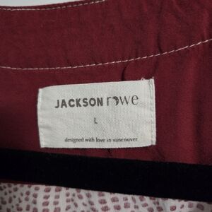 Jackson Rowe button down summer dress - L. Maroon and beige with pearl buttons